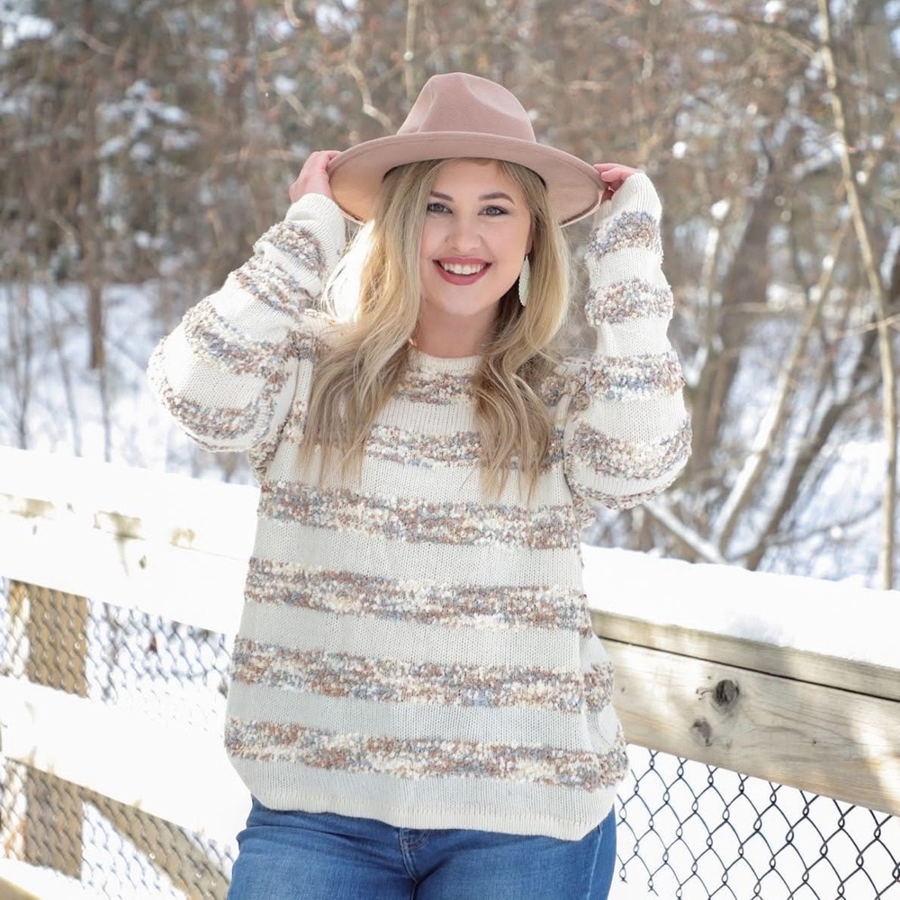 Striped Cream and Brown Women's Sweater